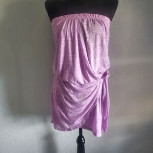 BECCA Women's Beach Date Strapless Sarong Mini Dress Swim Cover  (Lilac) Small